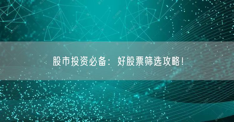 股市投资必备：好股票筛选攻略！