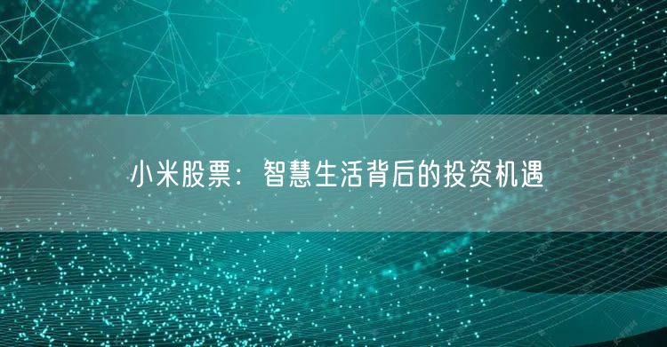 小米股票：智慧生活背后的投资机遇